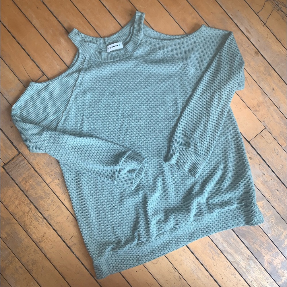 Cut out shoulder sweater - aqua/greenish